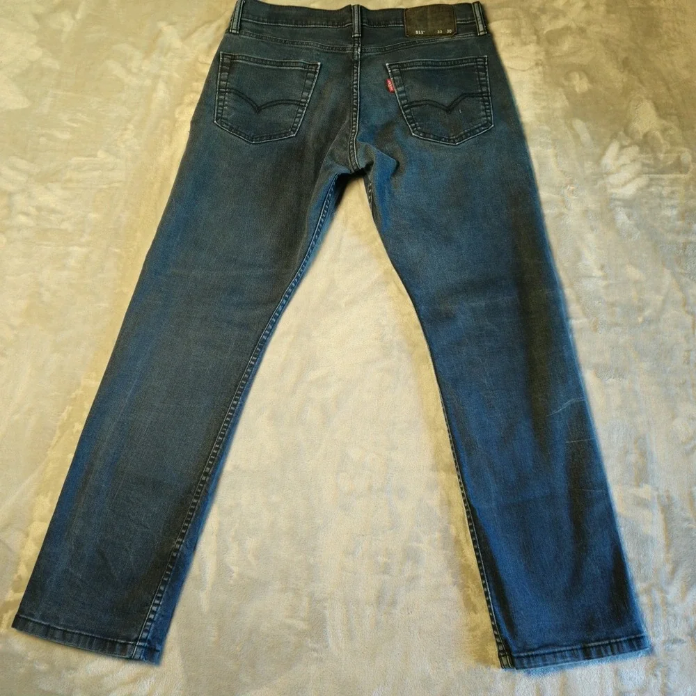 Levis 511 Slim Fit Distressed Dark Wash Jeans Men's Size 33x30‎